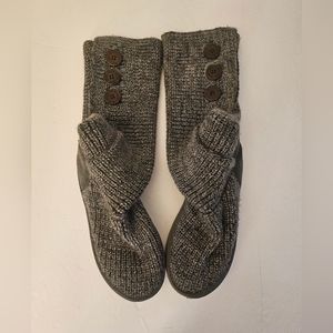 UGG knit boots over the calf women's size 8 grey gray with buttons